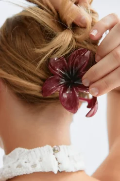 Gina Tricot 3-pack flower hair clip Rød Outlet