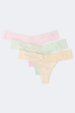 Gina Tricot 3-pack ace thong Grønn Clearance