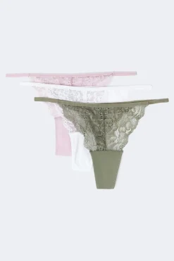 Gina Tricot 3-pack ace thong Hvit Outlet