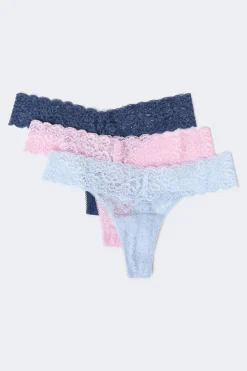 Gina Tricot 3-pack ace thong Blå