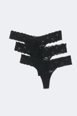 Gina Tricot 3-pack ace thong Svart Clearance