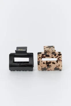 Gina Tricot 2-pack mini square hair clip Svart Best