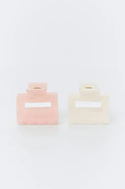 Gina Tricot 2-pack mini square hair clip Hvit New
