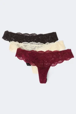 Gina Tricot 3-pack caop ace thong Brun Hot