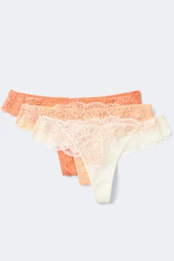 Gina Tricot 3-pack caop ace thong Oransje Online