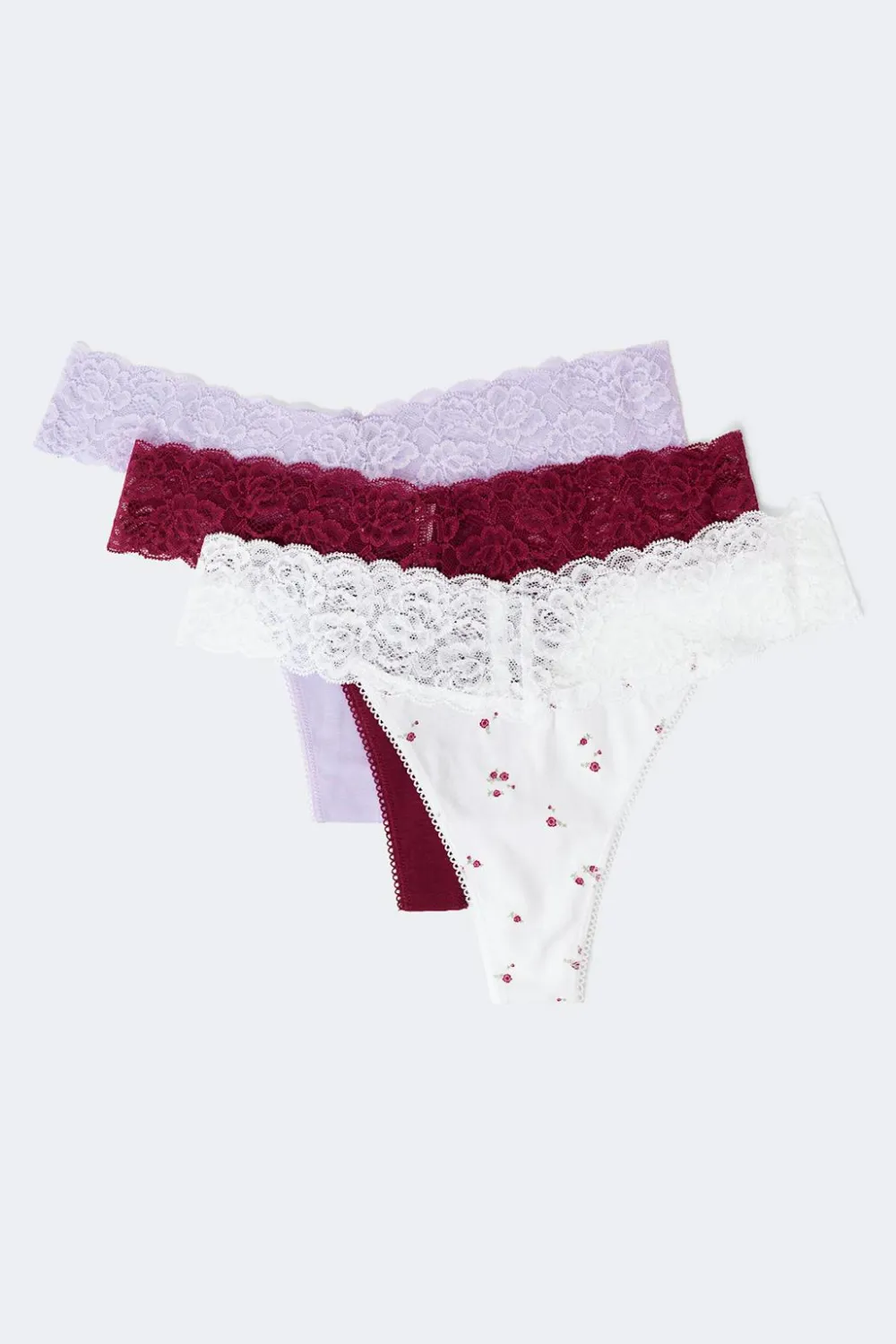 Gina Tricot 3-pack oft cotton thong Lilla Clearance