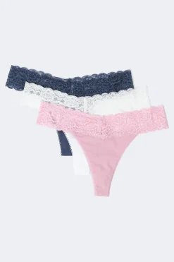 Gina Tricot 3-pack oft cotton thong Blå New