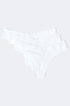 Gina Tricot 3-pack oft icro thong Hvit Discount