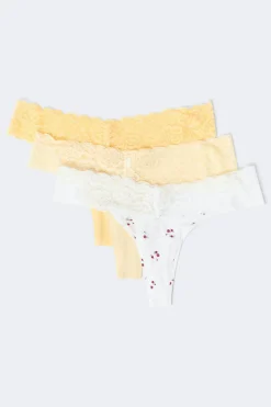 Gina Tricot 3-pack oft icro thong Hvit Discount