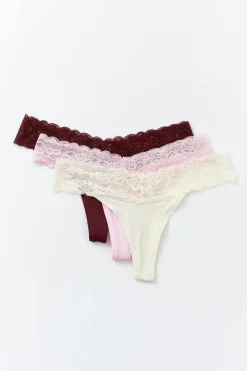 Gina Tricot 3-pack oft icro thong Rosa Sale