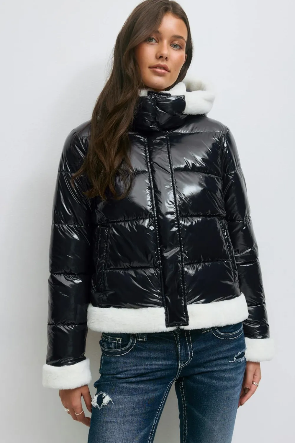 Gina Tricot 14+ padded fur jacket Blå