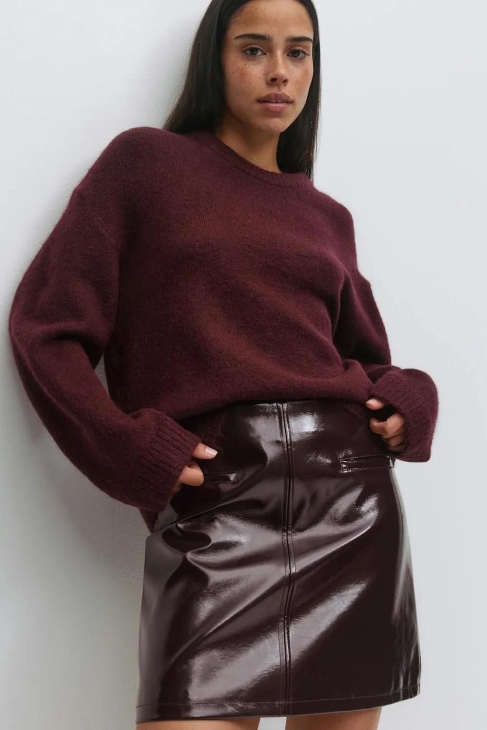 Gina Tricot Patent skirt Rød Online