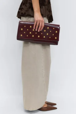 Gina Tricot Patent studded clutch Rød New