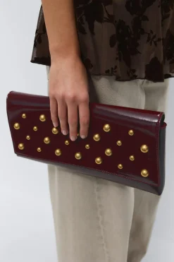Gina Tricot Patent studded clutch Rød New