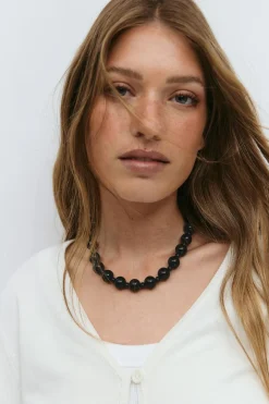 Gina Tricot Pearl necklace Svart