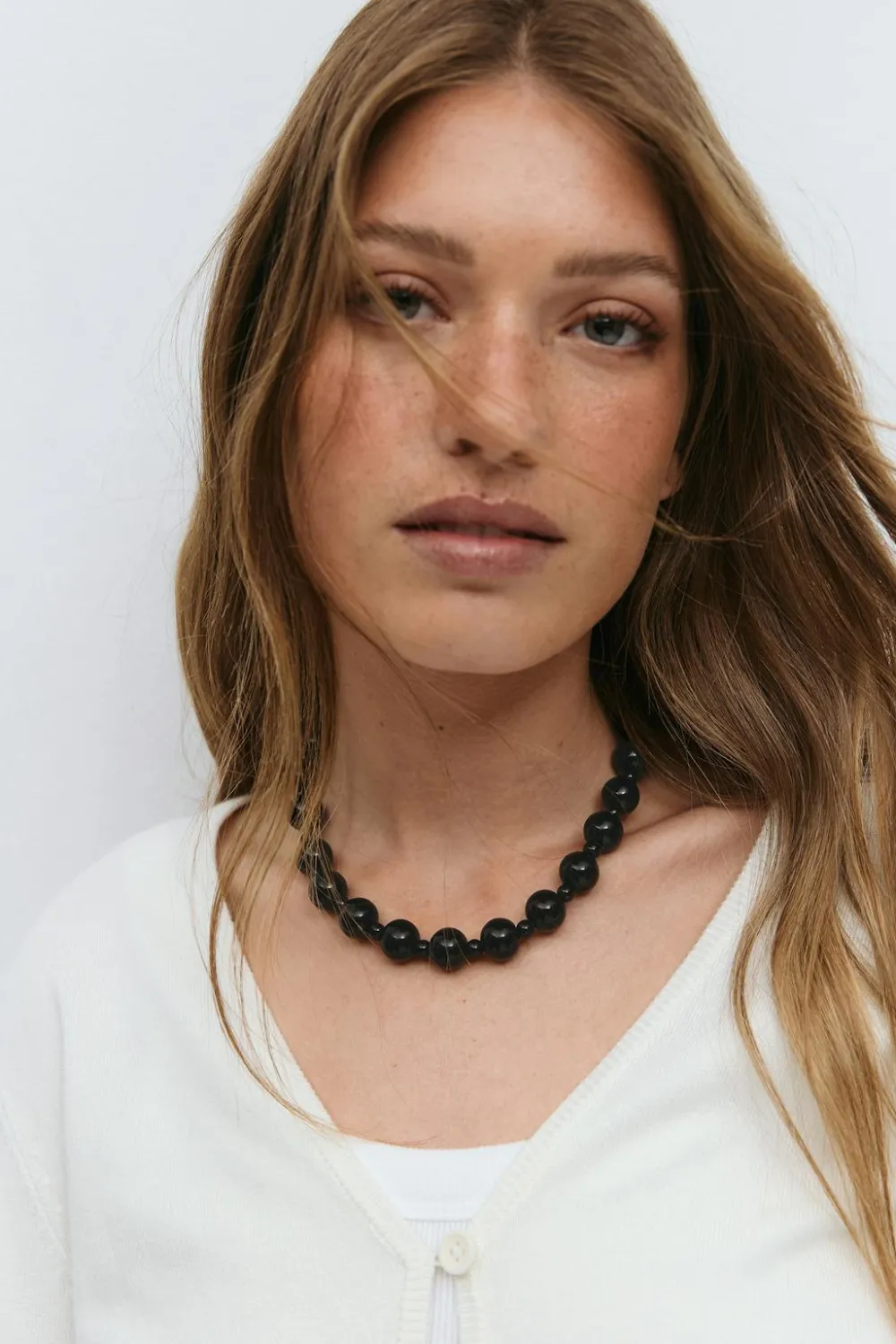 Gina Tricot Pearl necklace Svart