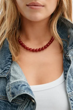 Gina Tricot Pearl necklace Rød Best