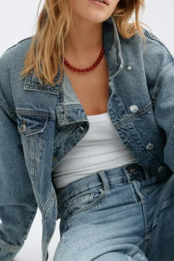 Gina Tricot Pearl necklace Rød Best