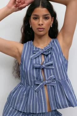 Gina Tricot Pepu tie top Blå Hot