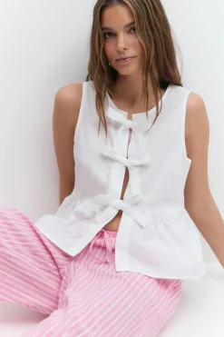 Gina Tricot Pepu tie top Hvit