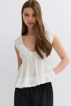 Gina Tricot Pepu top Hvit Clearance