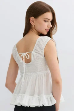 Gina Tricot Pepu top Hvit Clearance