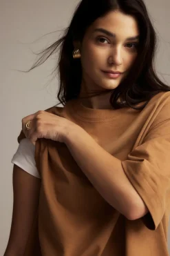 Gina Tricot Perfect boxy tee Brun Online