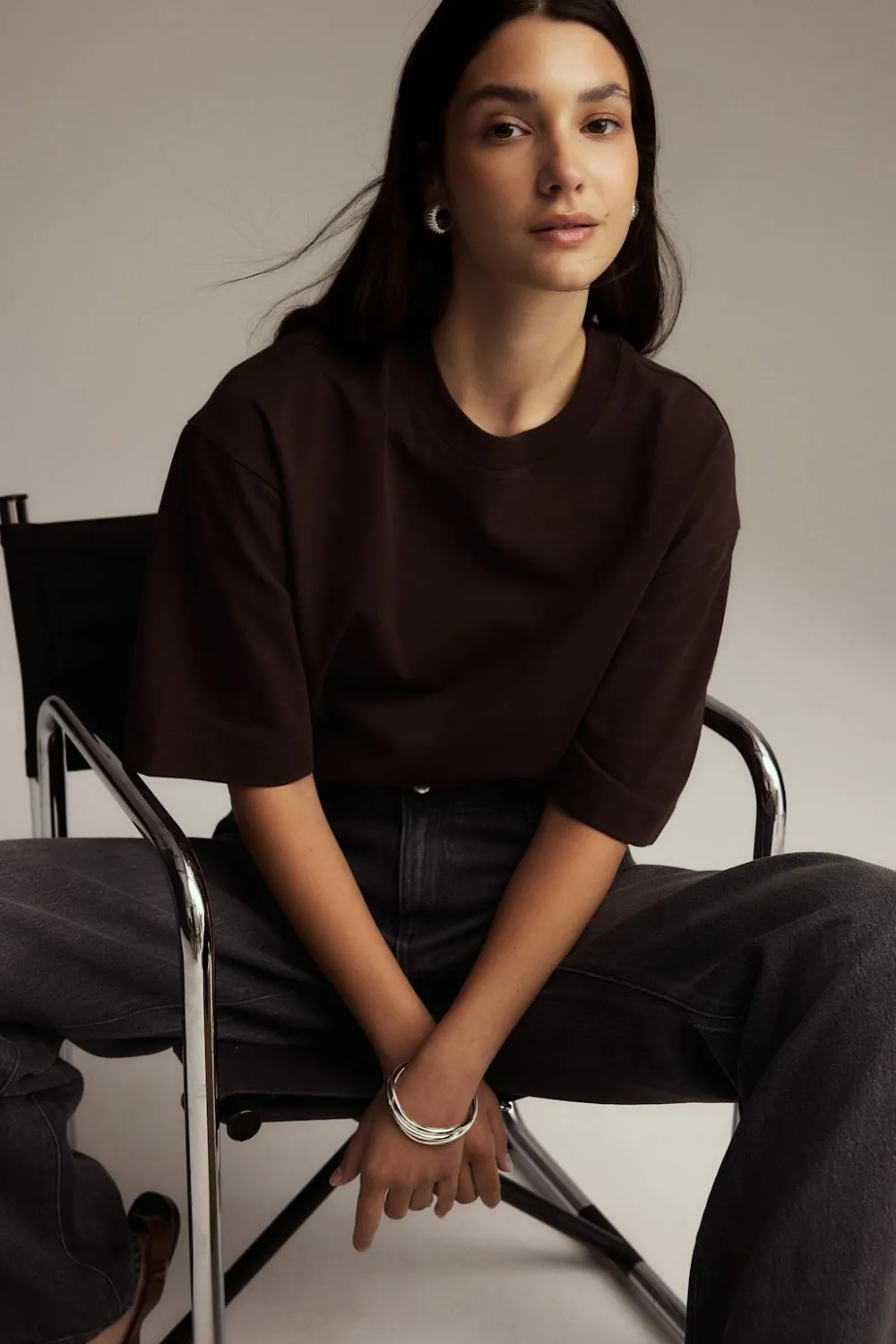 Gina Tricot Perfect boxy tee Brun New