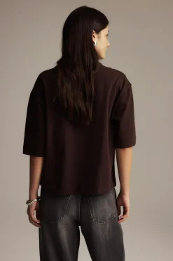 Gina Tricot Perfect boxy tee Brun New