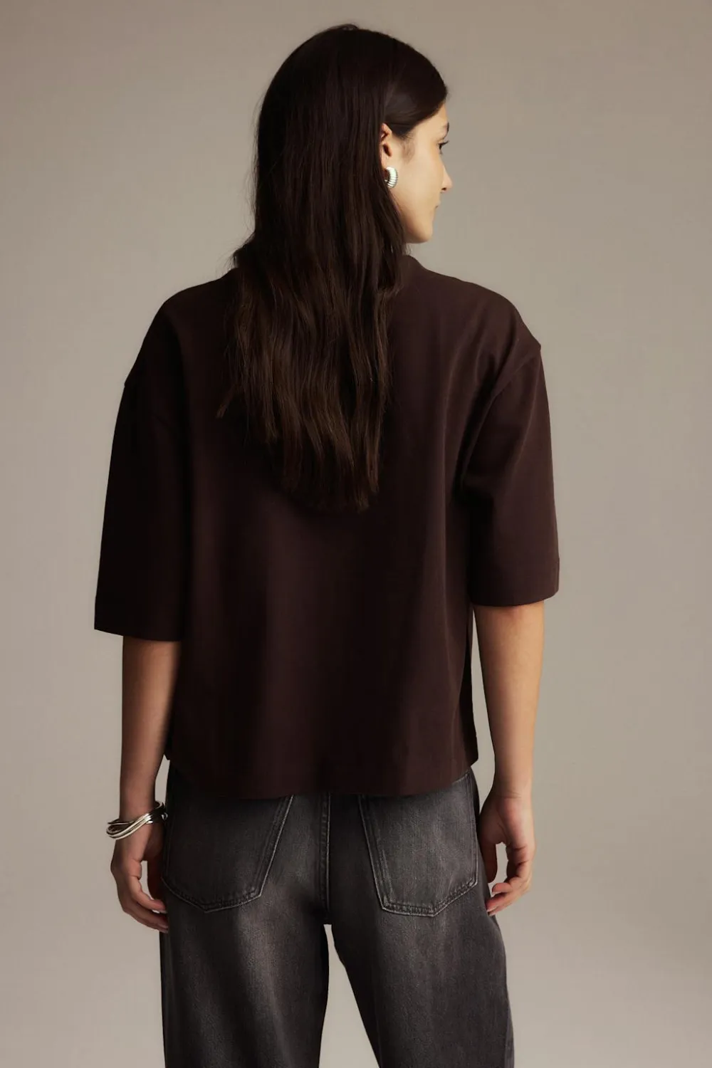 Gina Tricot Perfect boxy tee Brun New