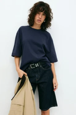 Gina Tricot Perfect boxy tee Blå Online