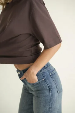 Gina Tricot Perfect boxy tee Brun Online