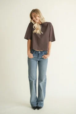 Gina Tricot Perfect boxy tee Brun Online