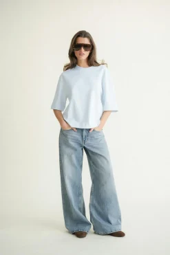 Gina Tricot Perfect boxy tee Blå Discount