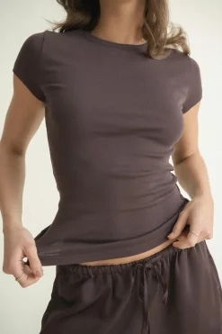 Gina Tricot Perfect tight tee Brun Hot