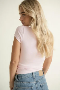 Gina Tricot Perfect tight tee Rosa Sale