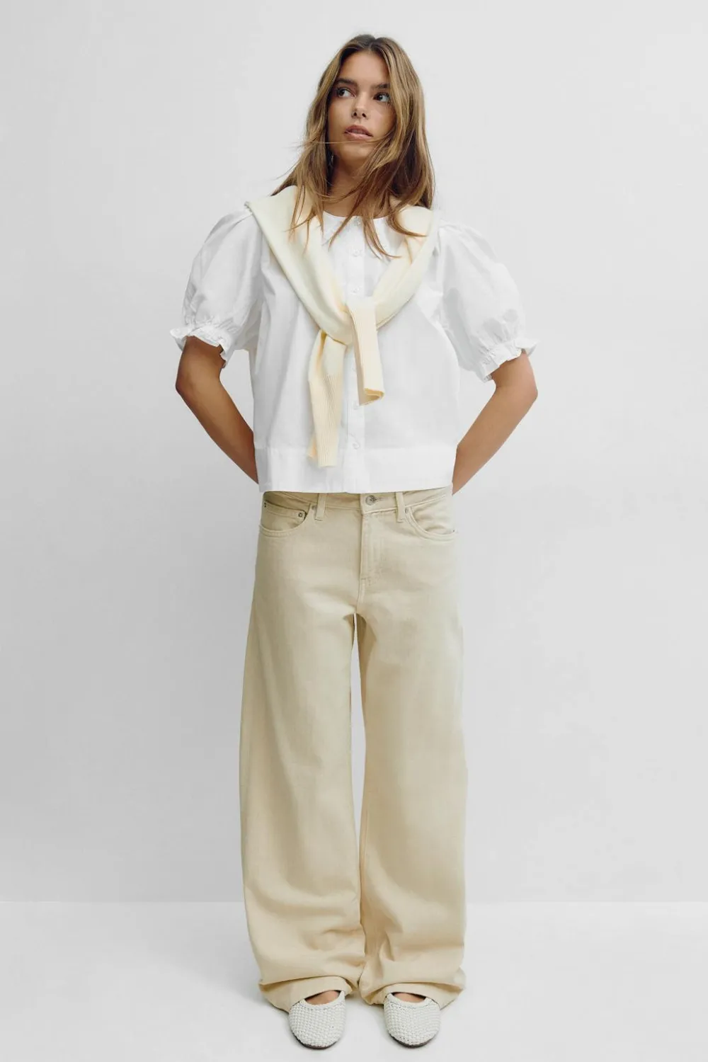 Gina Tricot Perfect wide jeans Beige Discount