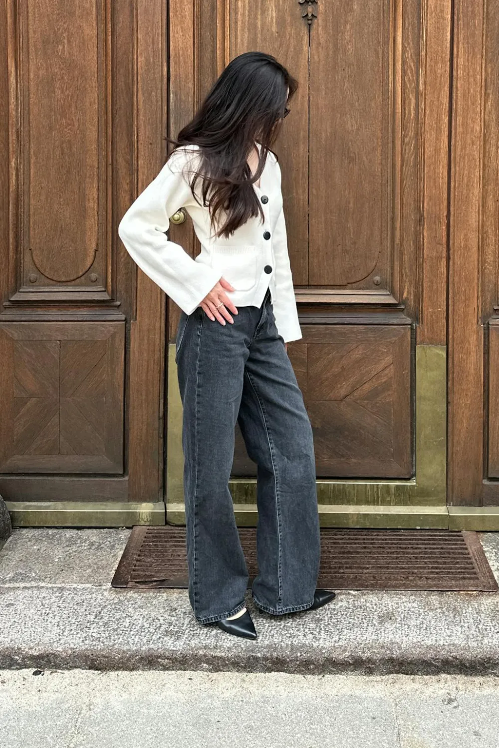 Gina Tricot Perfect wide jeans Svart Discount