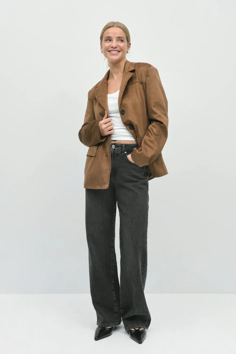 Gina Tricot Perfect wide jeans Svart Discount
