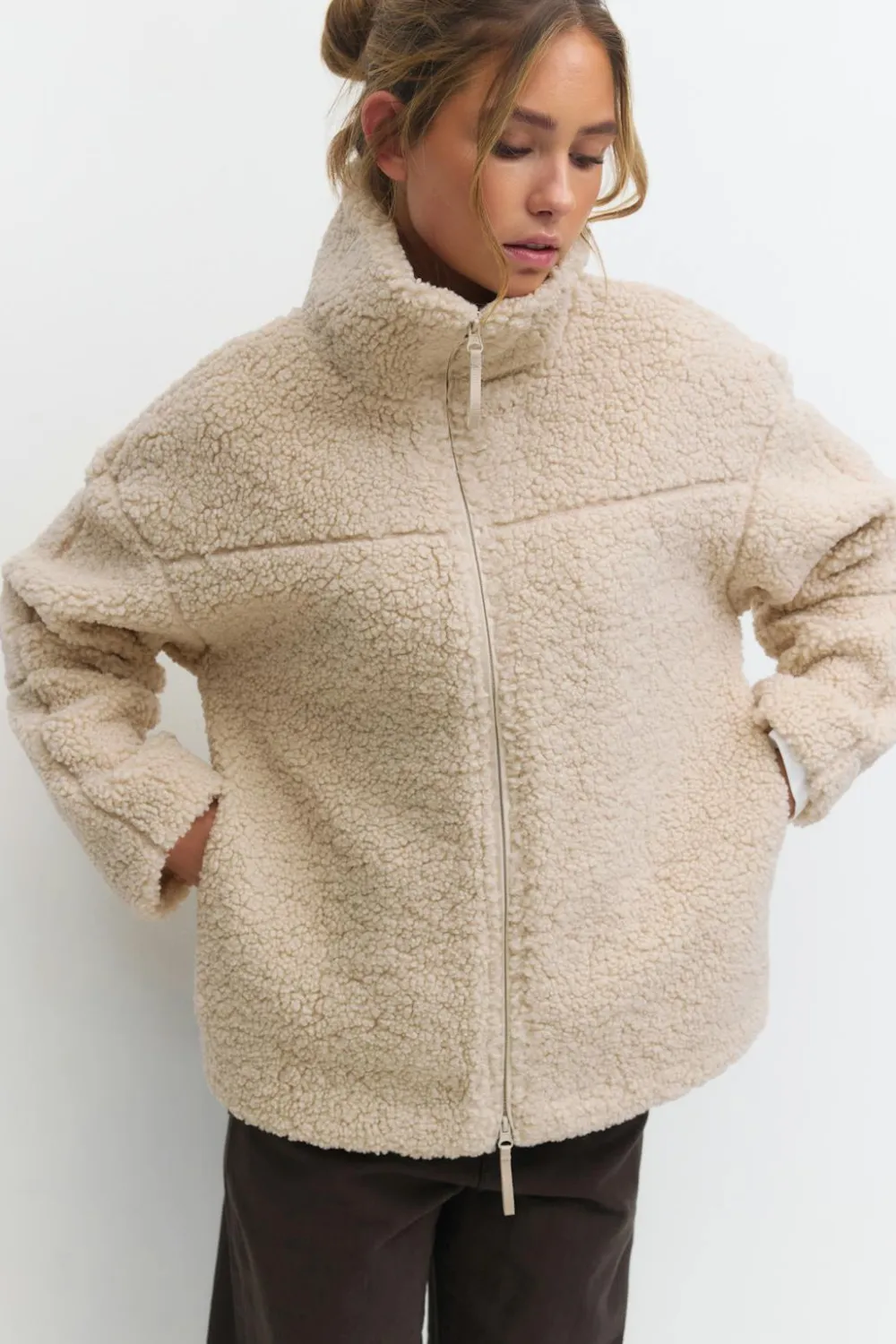 Gina Tricot Pie zip jacket Beige