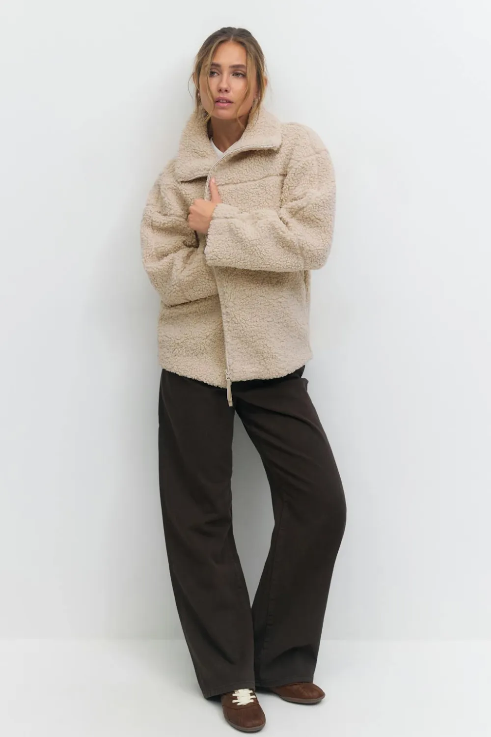 Gina Tricot Pie zip jacket Beige
