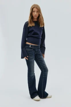 Gina Tricot Pleated flare jeans Blå