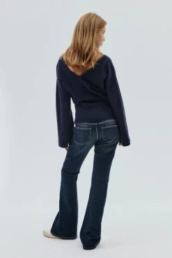Gina Tricot Pleated flare jeans Blå