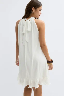 Gina Tricot Pleated frill mini dress Hvit Hot