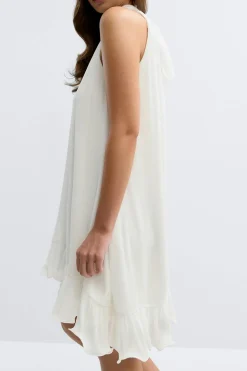 Gina Tricot Pleated frill mini dress Hvit Hot