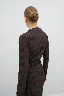 Gina Tricot Peated funne neck top Brun Outlet