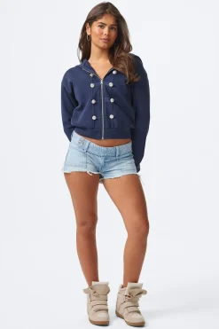 Gina Tricot 14+ peated ow deni hort Blå Sale