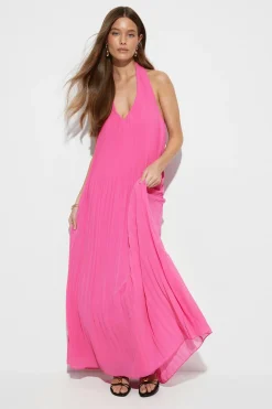 Gina Tricot Pleated maxi dress Rosa