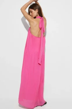 Gina Tricot Pleated maxi dress Rosa