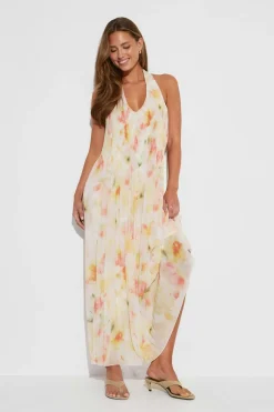 Gina Tricot Pleated maxi dress Hvit